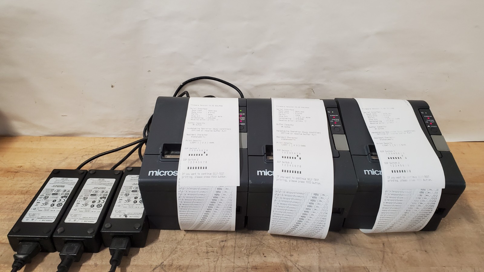 LOT OF 3 Epson TM-T88IV Point of Sale Thermal Printer M129H With Power Supplies