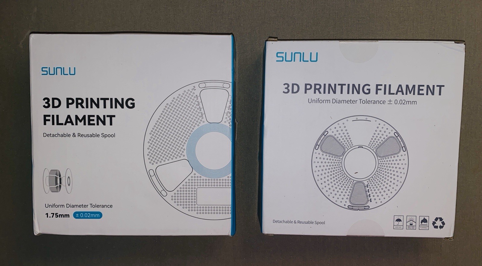 (2x) SUNLU PLA+ (PLA Plus) 3D Printer Filament 1.75mm 1KG Neatly Wound Gray