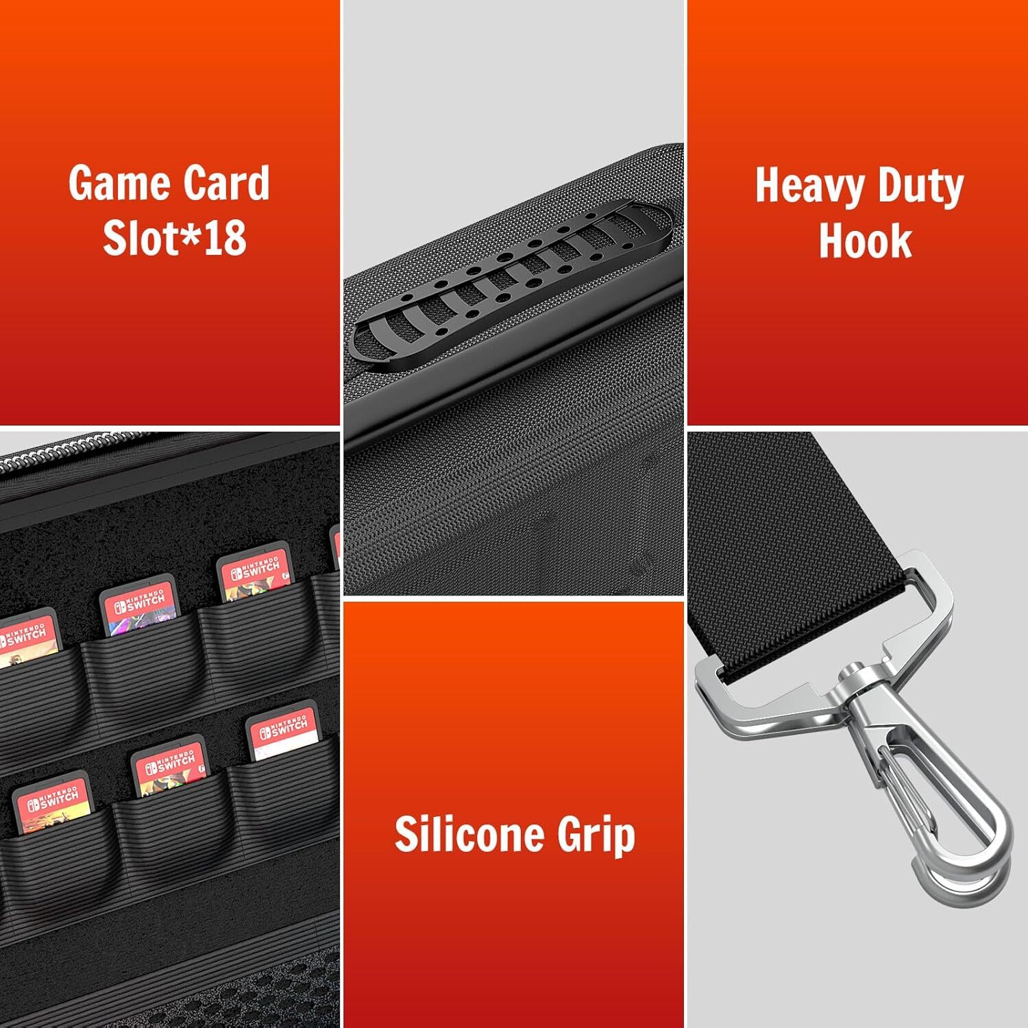 With Nintendo Switch 2 Case, 18 Games Cartridges Waterproof and Dustproof Case