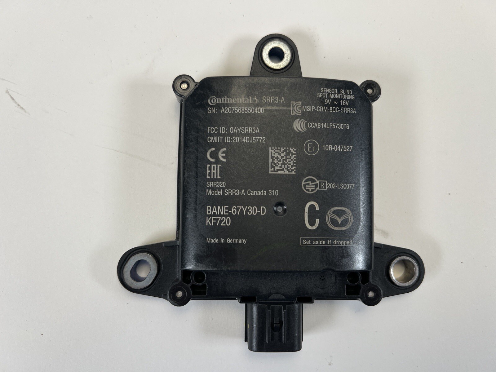 2017-2018 Mazda 3 Blind Spot Radar Sensor OEM BANE-67Y30-D 18 17 Mazda3 Factory