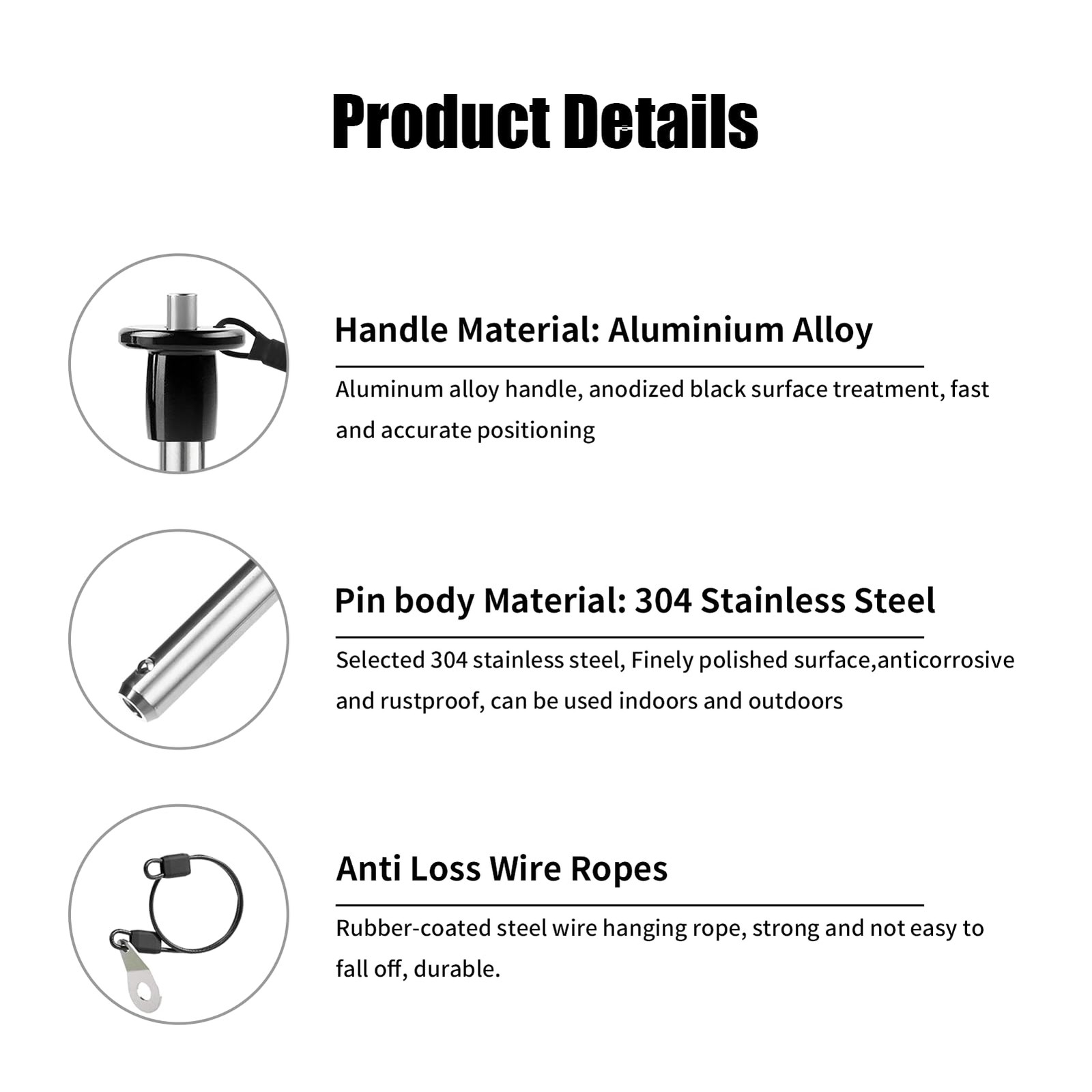 2 Pack 304 Stainless Steel Quick Release Pin 5/16 Inch Diameter Ball Locking ...