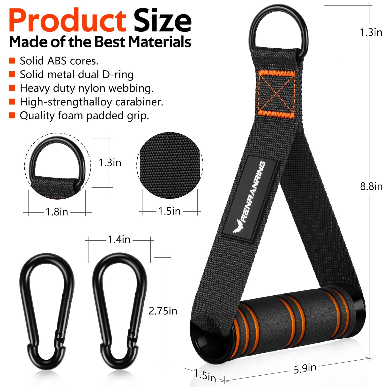 RENRANRING Gym Exercise Handles, Replacement Handle Attachments for Cable Machin