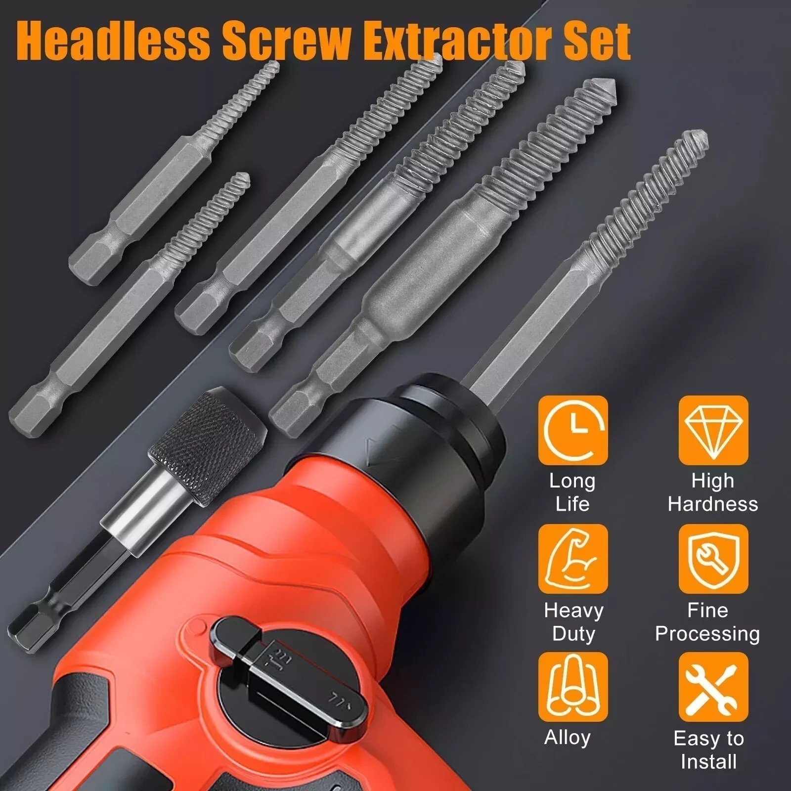 12Pcs Stud Screw Extractor Remover 1/4 Inch Hex Shank Damaged Bolt Easy-Out-Sets