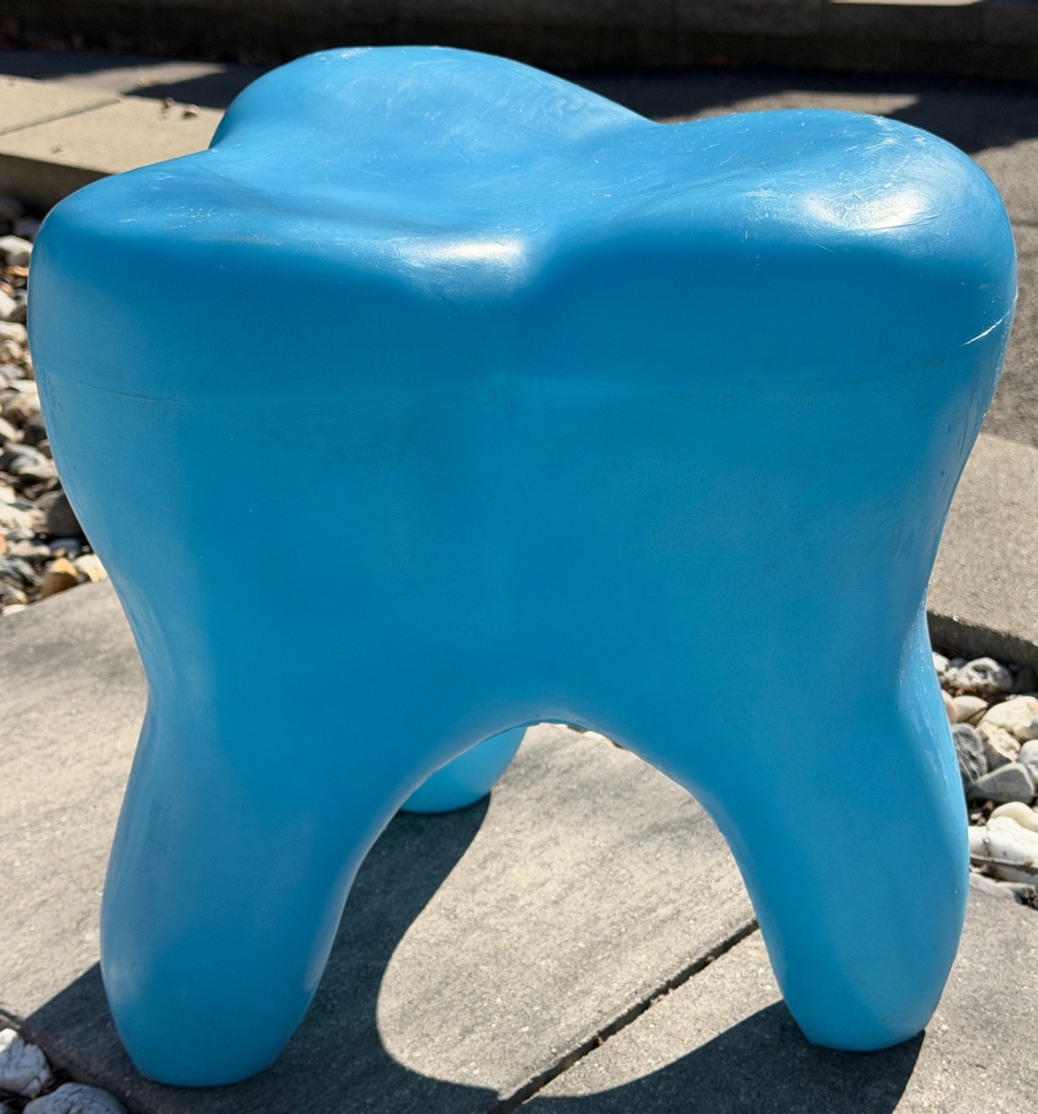 Vintage Sculptural Blue Plastic Tooth Stool Ottoman Chair Modern Dental Pop Art