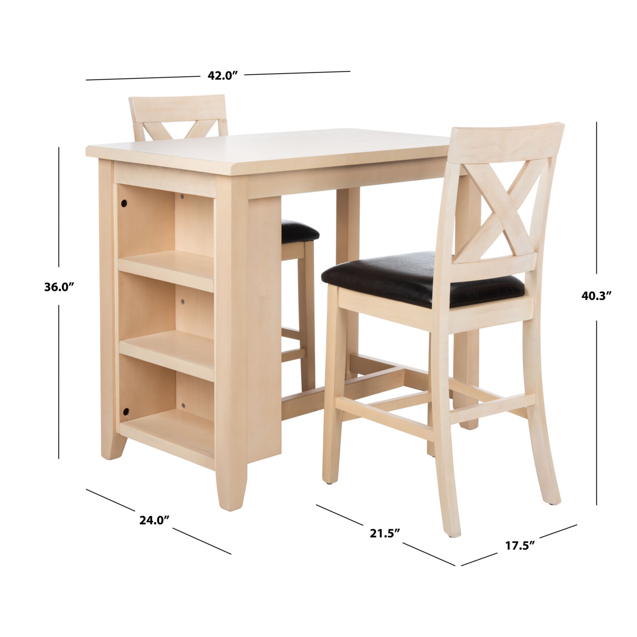 SAFAVIEH Everest 3-Piece Pub Set | White Washed |