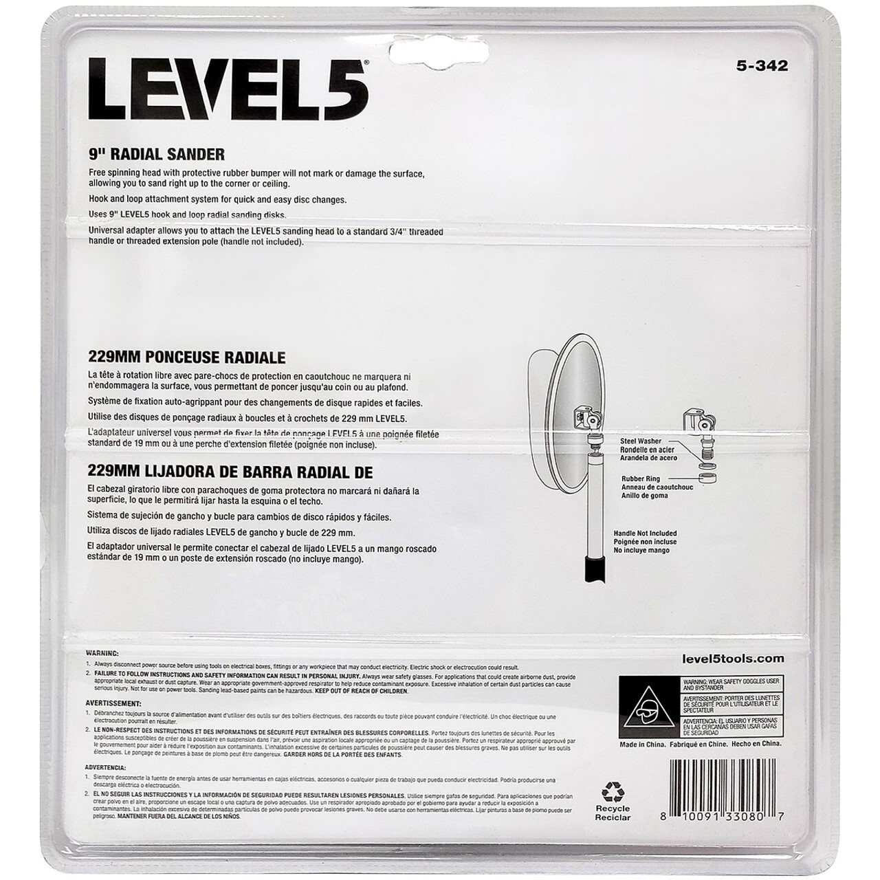 LEVEL5 Drywall 9" Radial Pole Sanding Head | 5-342
