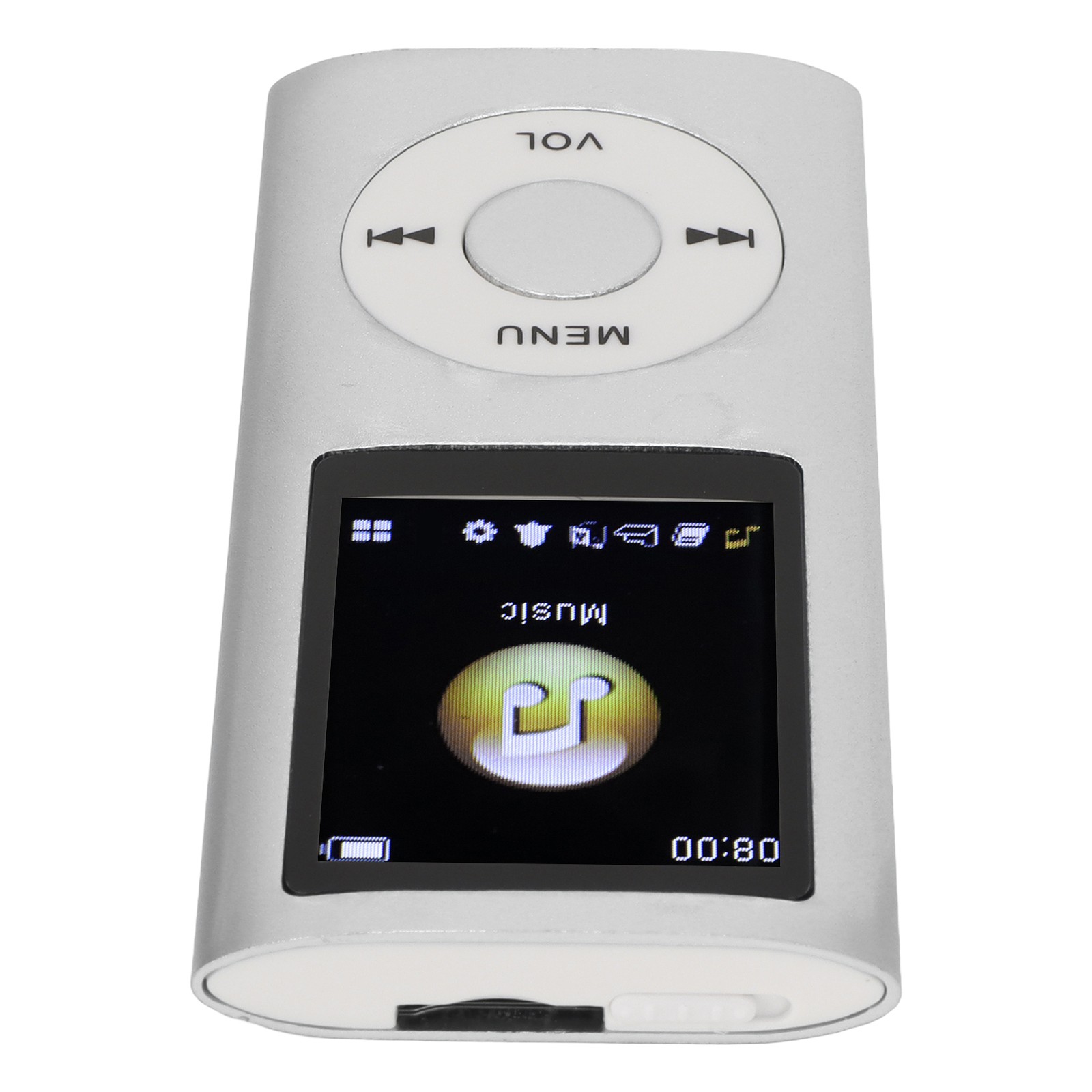 (Silver)64G MP3 Player 1.8 Inch Screen MP3 Music Player For Sports Studying