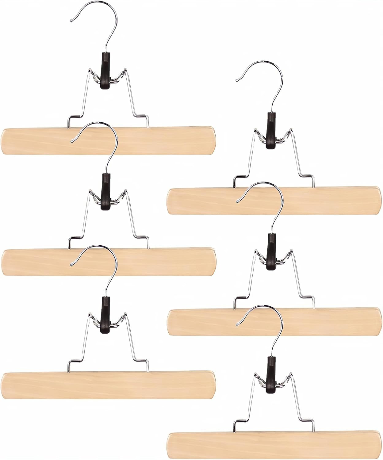 Wooden Pants Hangers - Wood Skirt Hangers - 6 Pack - for Men Shorts and Pants an