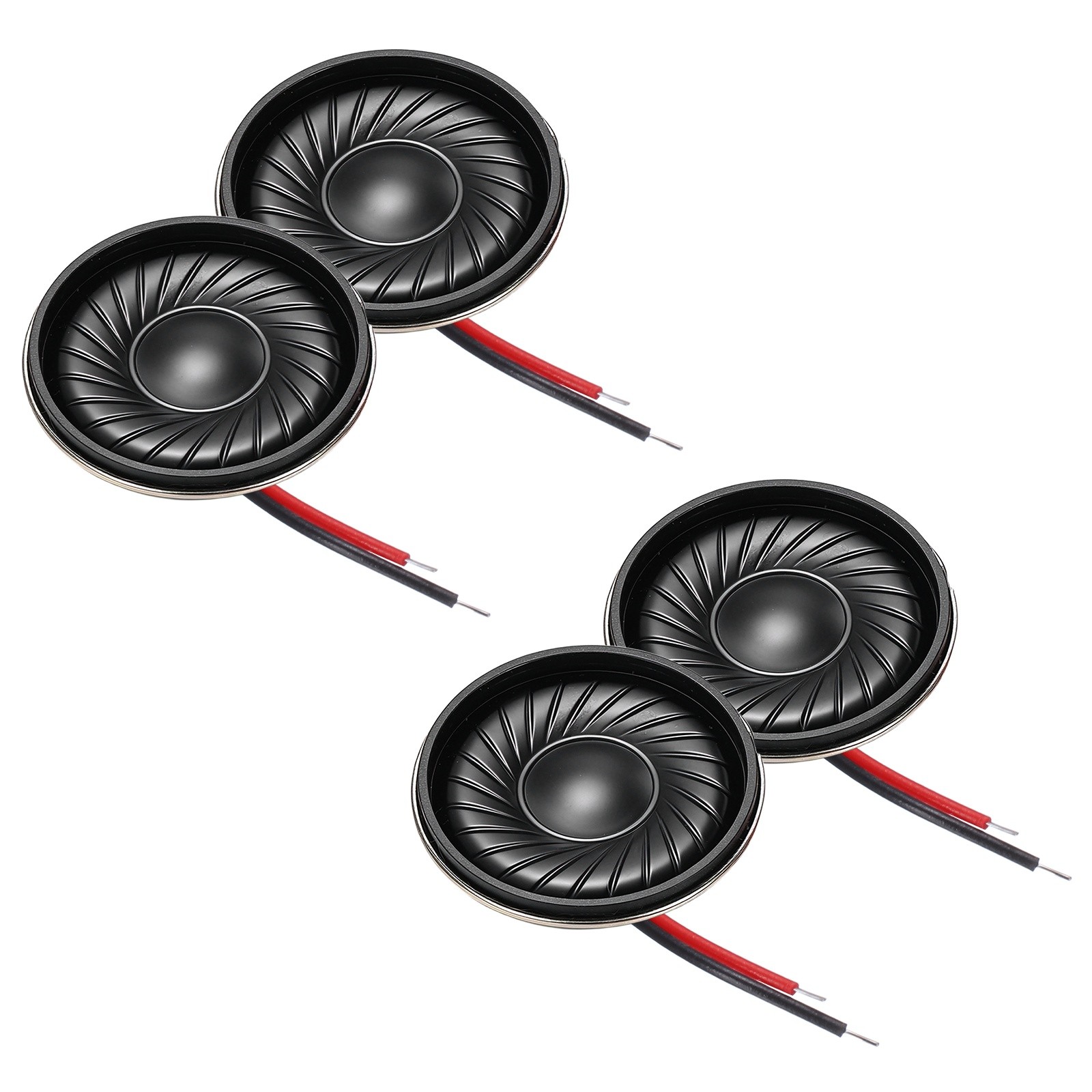 4 Pcs 1W 8 Ohm Small Speakers Metal Round Speaker with Wires, 23x5mm Black