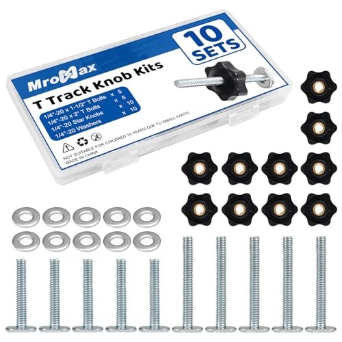 10 Sets of 1/4"-20 T Track Knob Kits, Star Knobs Kit 1/4"-20 x 1-1/2" & 2" Sets