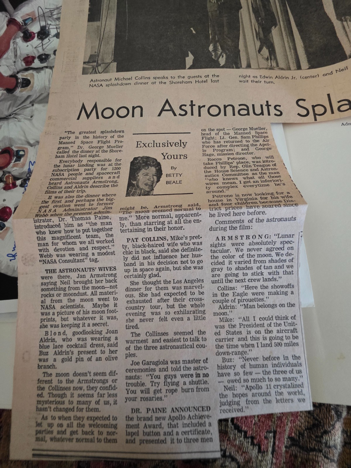 Apollo 11 Splashdown Party Program - Owned by Captain J Holcomb