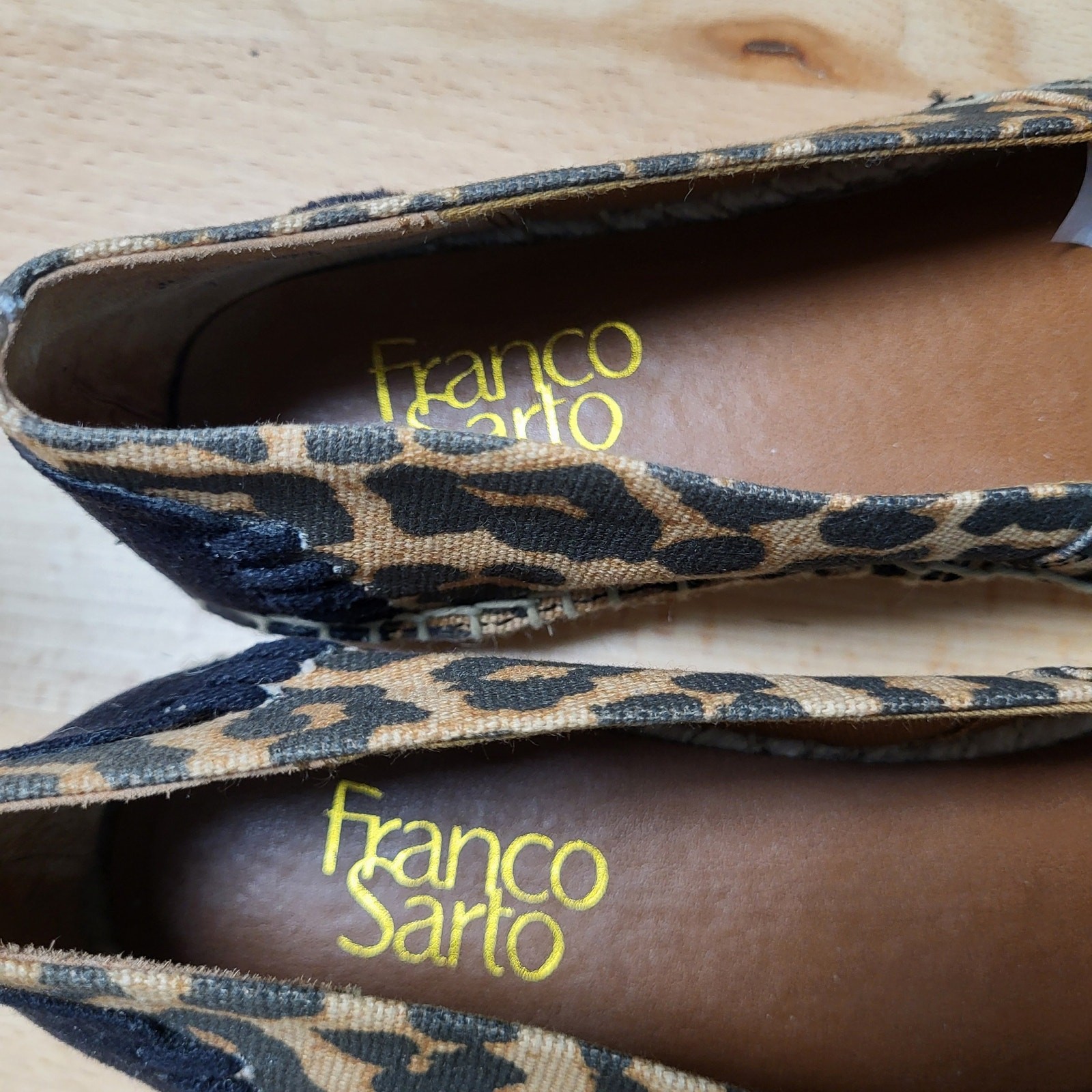 Franco Sarto Leopard Print Flat Slip-On Canvas Espadrilles Square Toe Size 7.5M