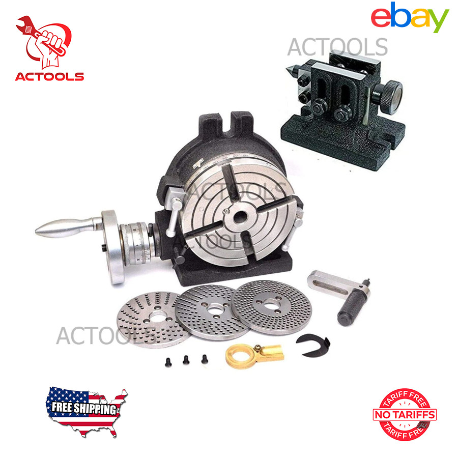 New 6" HV 4 Slot Rotary Table  And Index plate set dividing plate + DB Tailstock