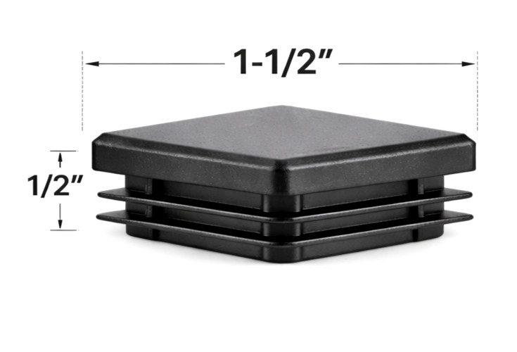 1-1/2" Black LDPE Square Tube End Plugs Press-In Caps 16 Pack USA