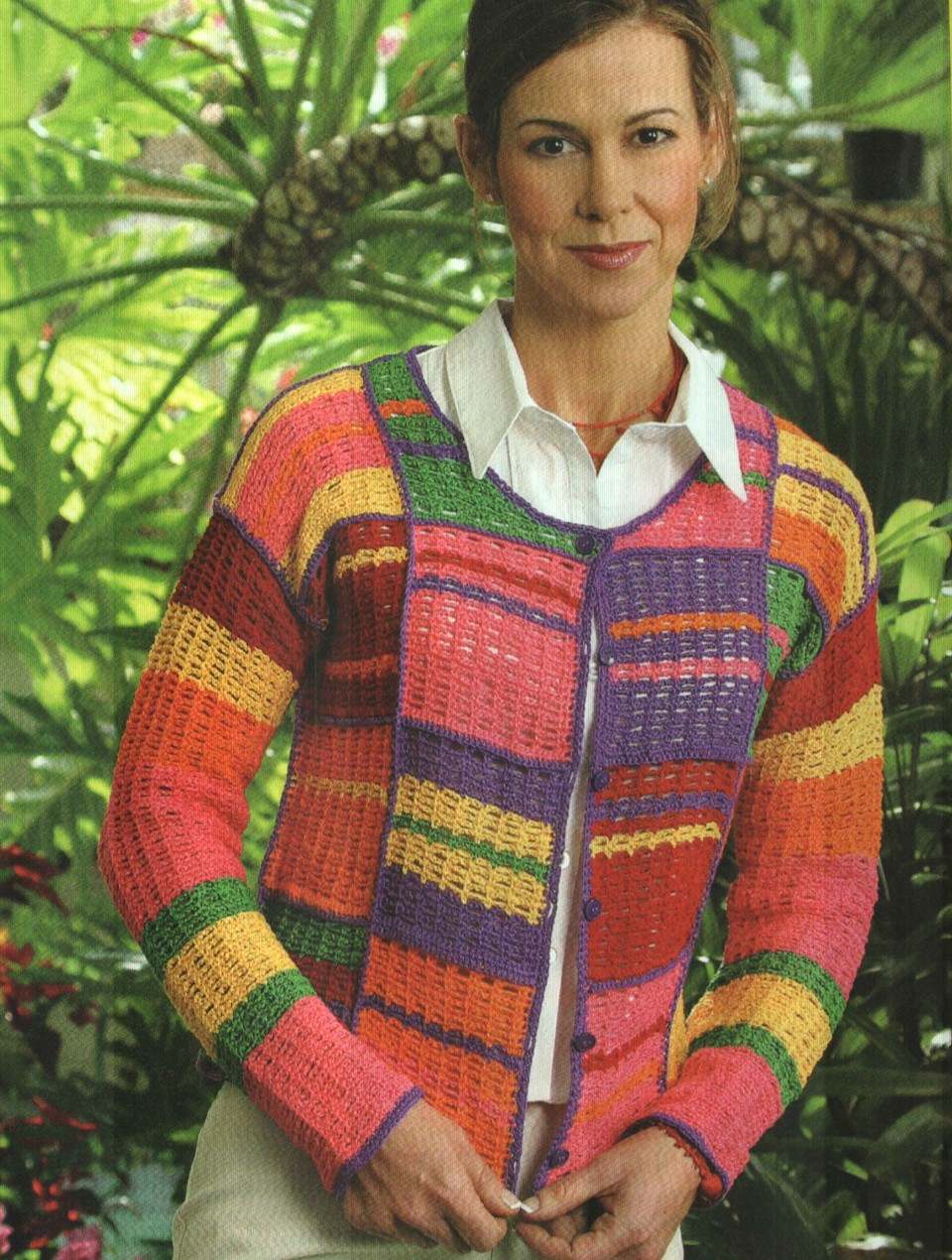COLORFUL CARNIVAL JACKET SWEATER 3 SIZES WOMEN'S CROCHET PATTERN INSTRUCTIONS