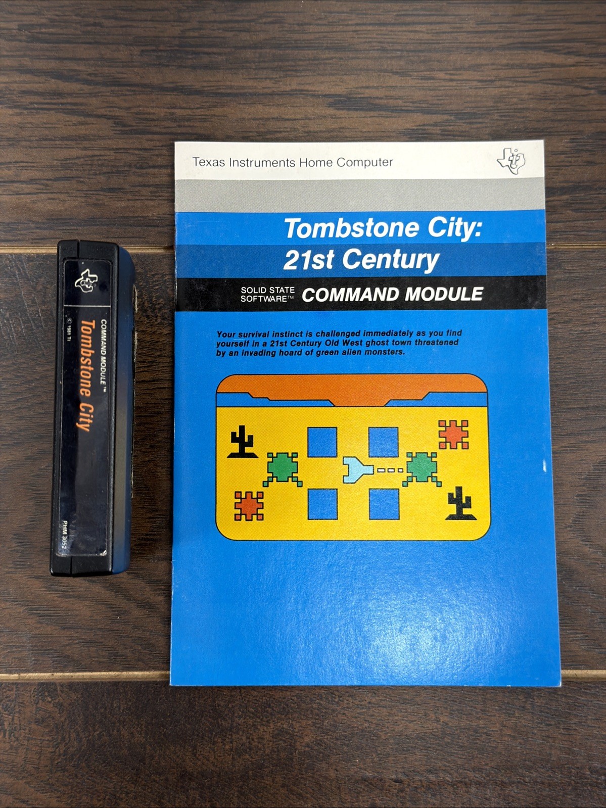 TI 99/4A Computer Game Cartridge & Manual Tombstone City Module