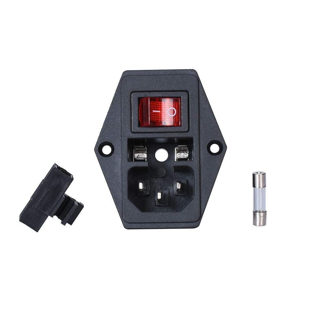 15A 250V Rocker Switch On/Off Power Socket Inlet Module Plug 10A Fuse Switch ...