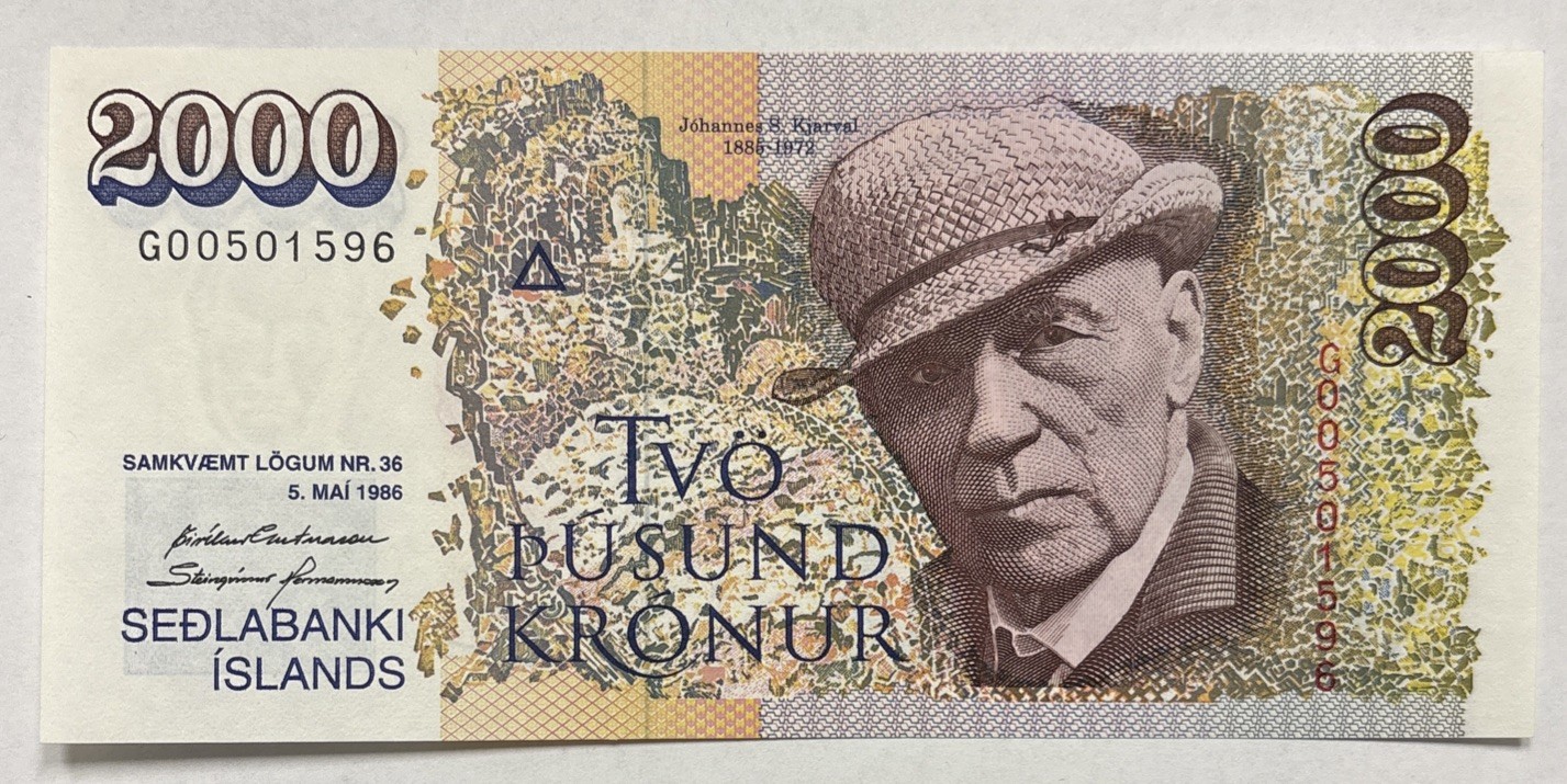 Iceland 2000 kronur 1986 p-57a(1)  UNC
