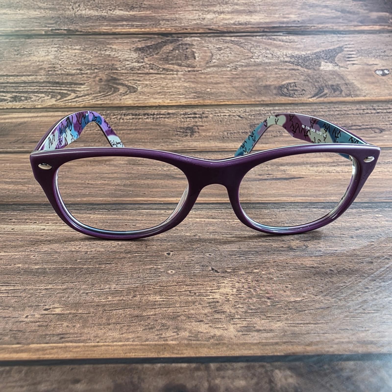 Ray-Ban RB 5184 5408 Purple New Wayfarer Eyeglasses 52-18-145 Graffiti Print