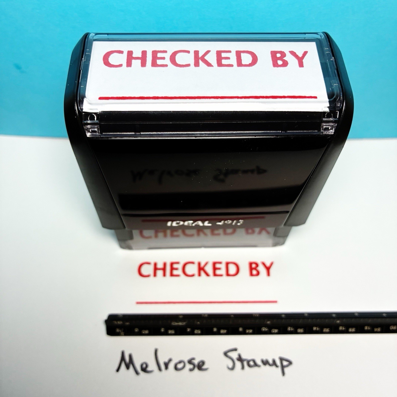 Checked By With Line Rubber Stamp Red Ink Self Inking Ideal 4913