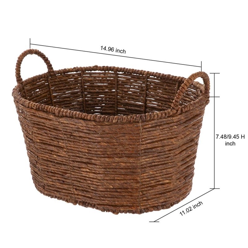 Handwoven Maize Basket Oval Large Storage Basket W/ Handles Home Organization US