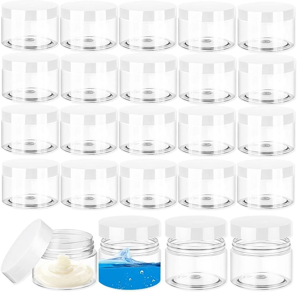 24pcs 1oz Plastic Cosmetic Jars Round Clear Leak-Proof Container with Lid 30ml