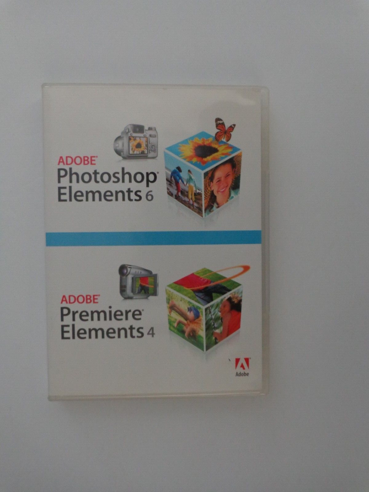 ADOBE Photoshop Elements 6 & Adobe Premiere Elements 4 (2 DISC with  SERIAL #)
