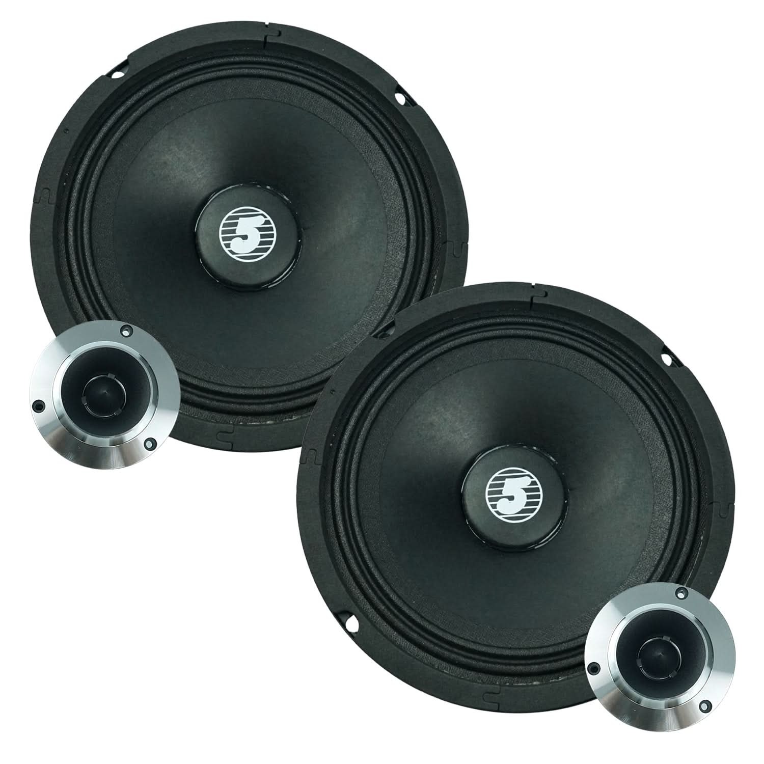 5 Core 6.5" Mid Range Replacement 2Pc PA DJ Car Speaker 360W 8 Ohms 60W Tweeters
