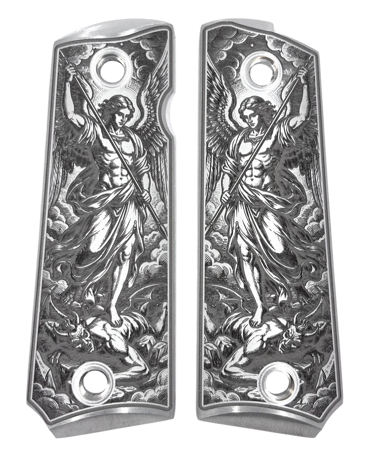 Custom Engraved Full Size 1911 Aluminum Grips – Archangel Design