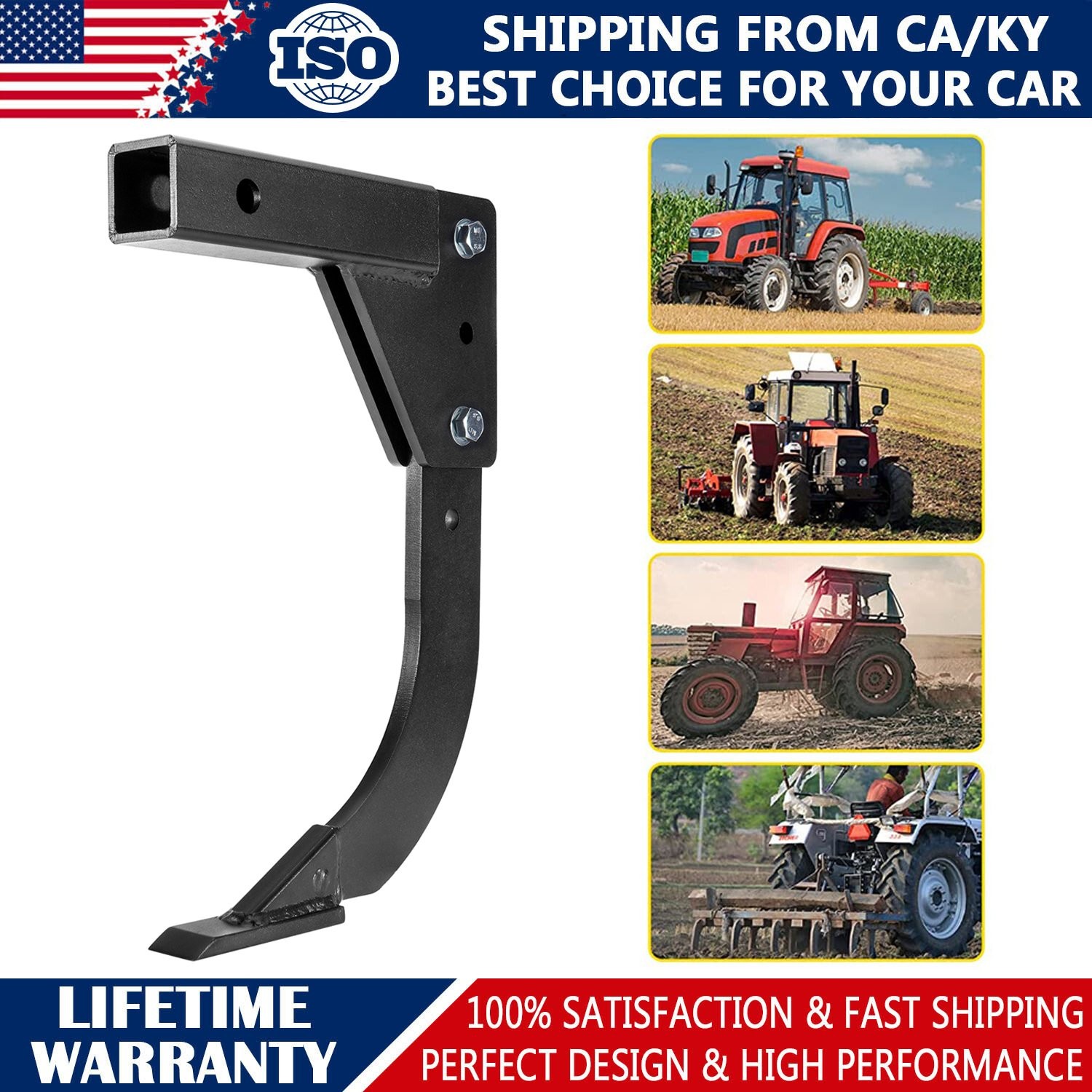 Hitch Lawn Mounted Garden Ripper for ATV/UTV Tractor with 2 inch Receivers USA