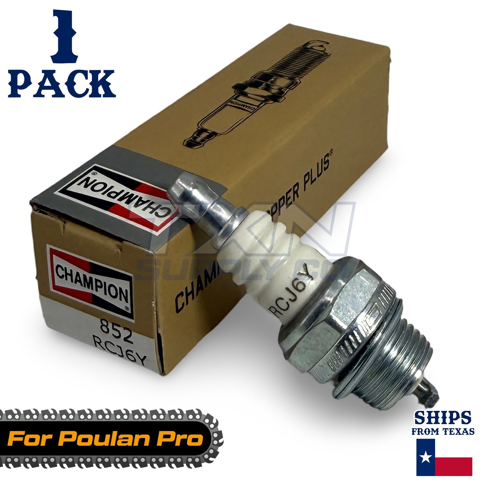 1 Pack Champion Spark Plug - For Poulan Pro 365 Chainsaw