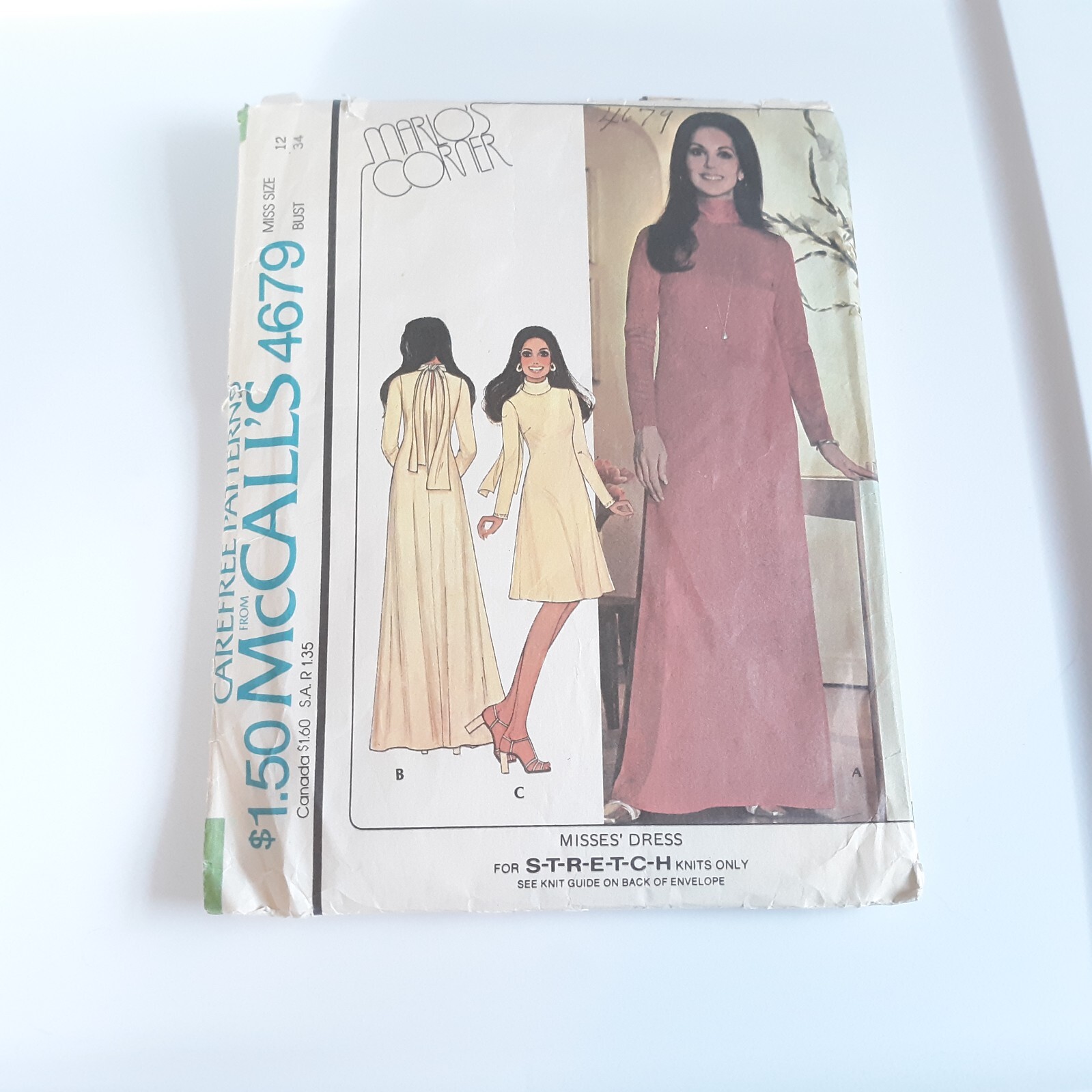 McCalls 4670 Misses Stretch Knit Dress Pattern Bust 32 Size 12 Cut