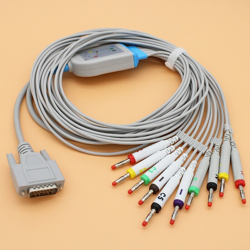 10Leads ECG EKG Cable for Edan SE-1/3/12/601/601A Mindray R3 R12 Patient Monitor