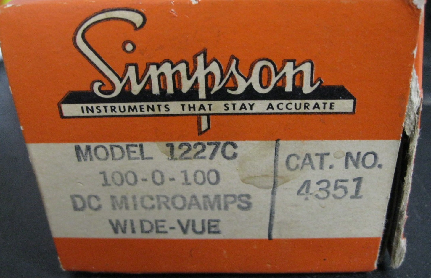 Simpson Model 1227C Panel Meter 100-0-100 Microamps DC