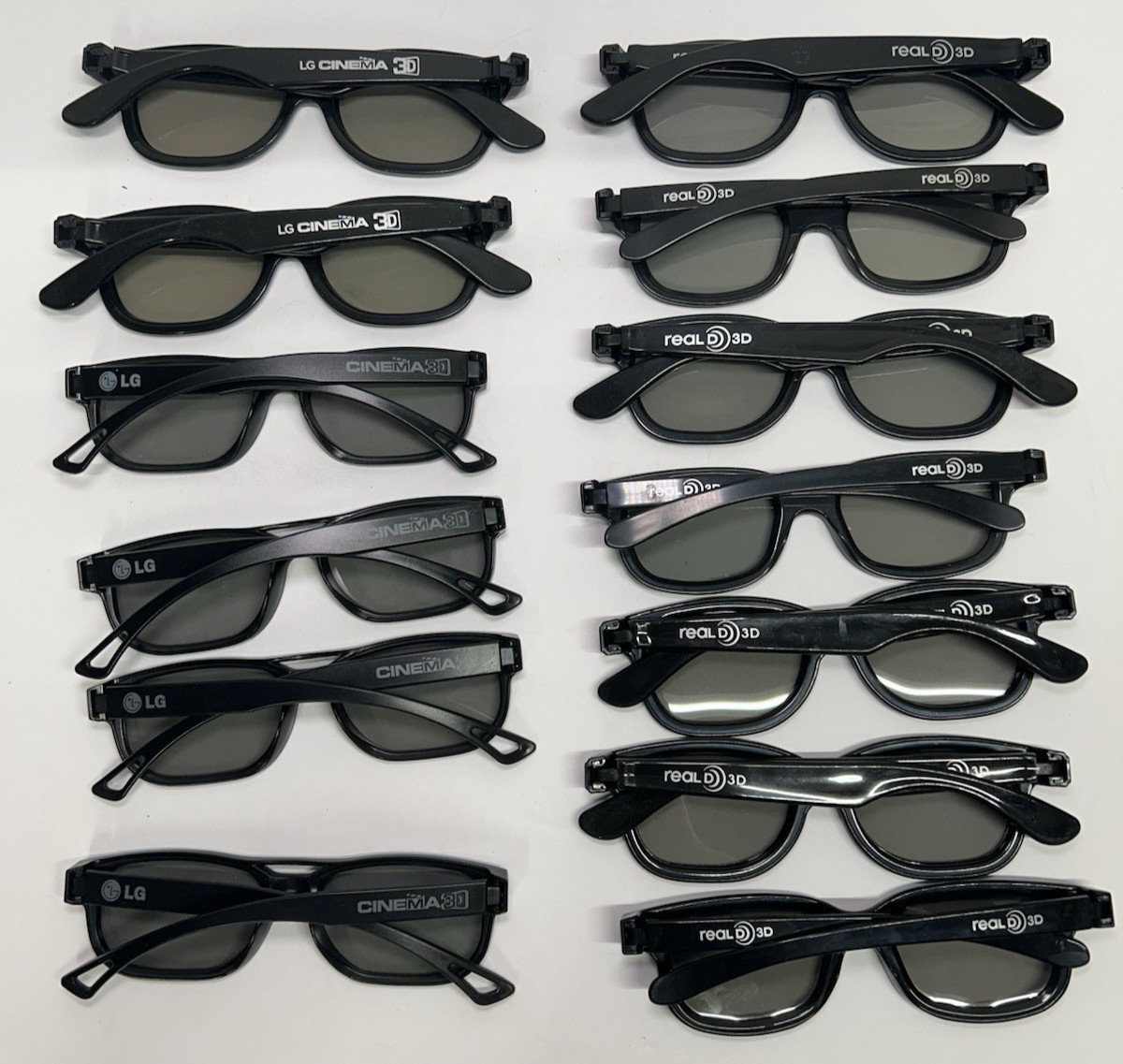 Lot of 13 LG Cinema 3D & Real D - 3D Black Movie Glasses