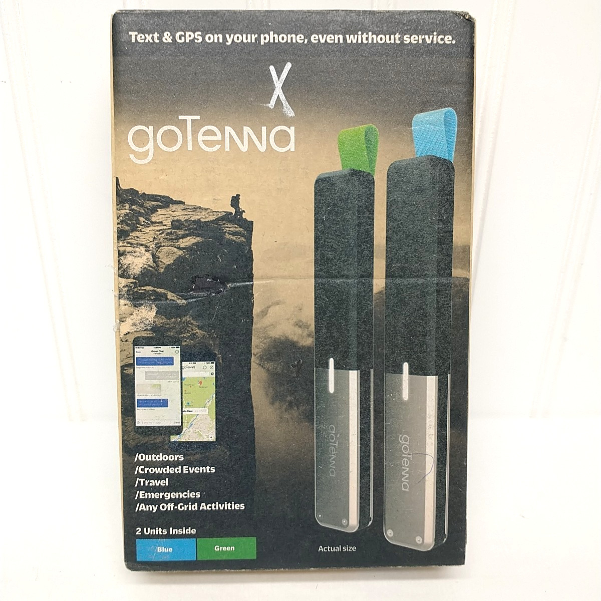 goTenna Mesh Set Off-Grid SMS Text and GPS Devices Blue and Green Set NEW!