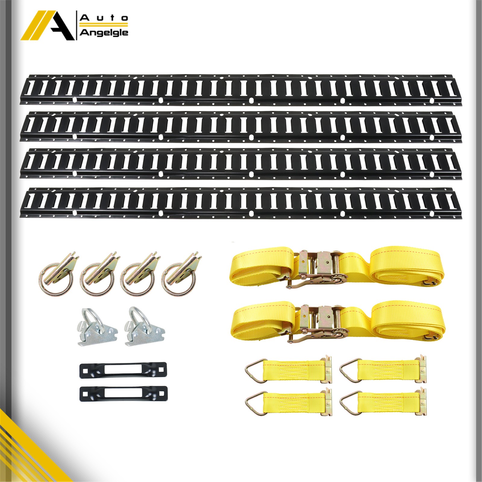 Black E Track Rail Kit 18 Pieces 5 Foot Length With Hardware For Trailers Metal