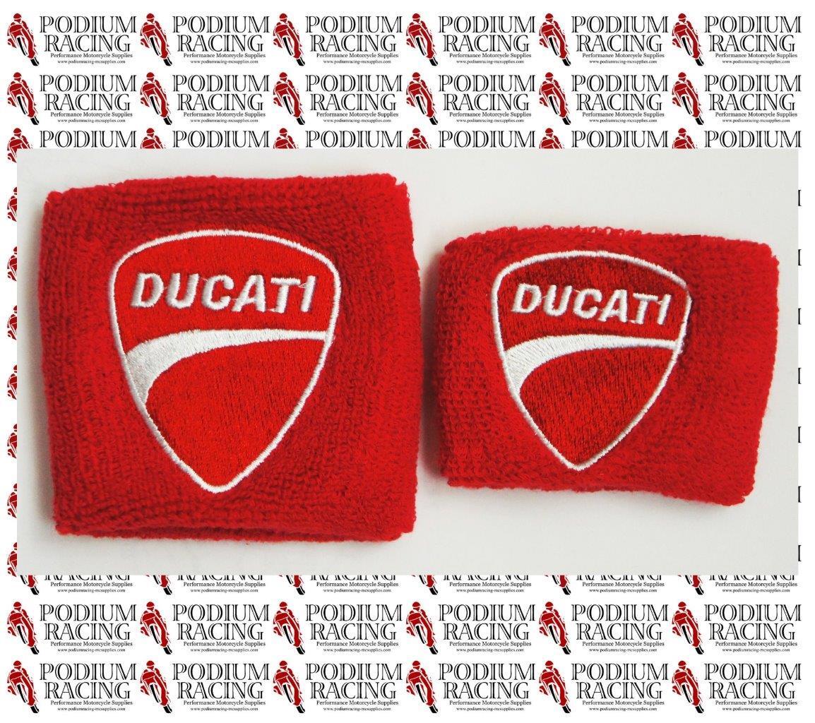 BRAKE RESERVOIR COVERS SOCKS RED SWOOSH DUCATI  LARGE - BRAKE SMALL - CLUTCH