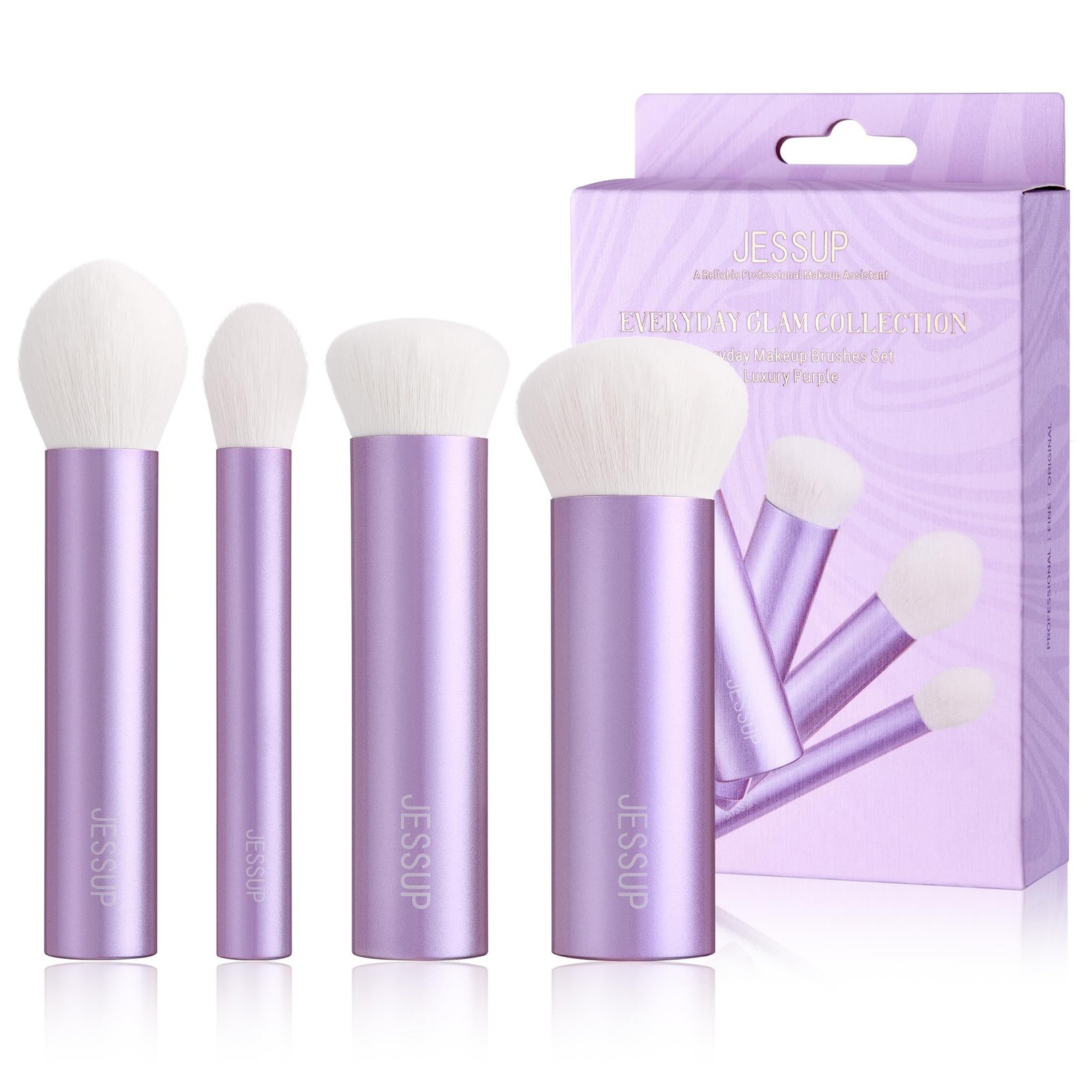 Jessup 4pcs Essential Face Brush Set, Kabuki Brushes for Foundation Contour B...