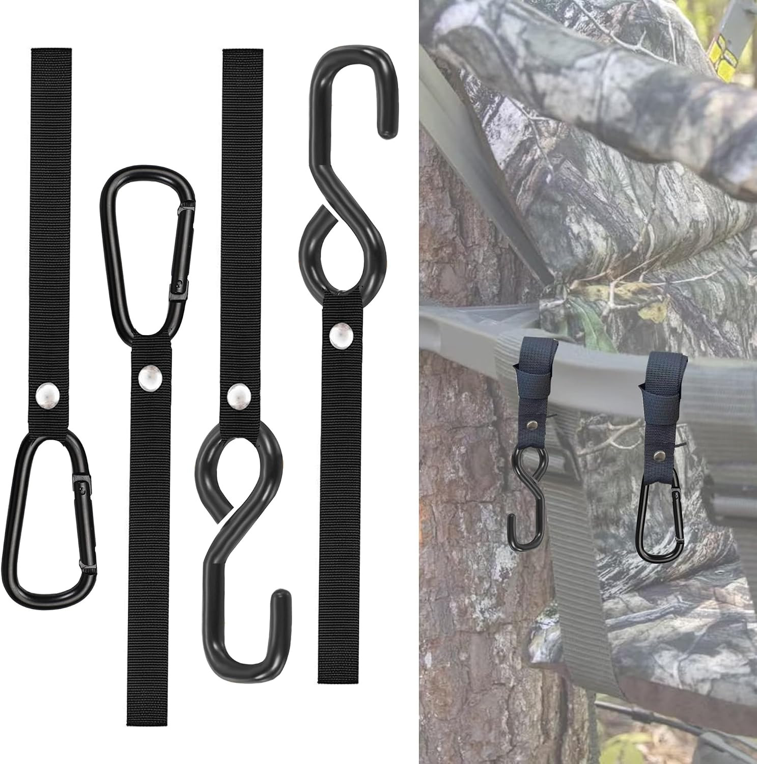 4 Pack Treestand Strap Hooks Heavy Duty Hanging Hooks for Treestand Platform Sad