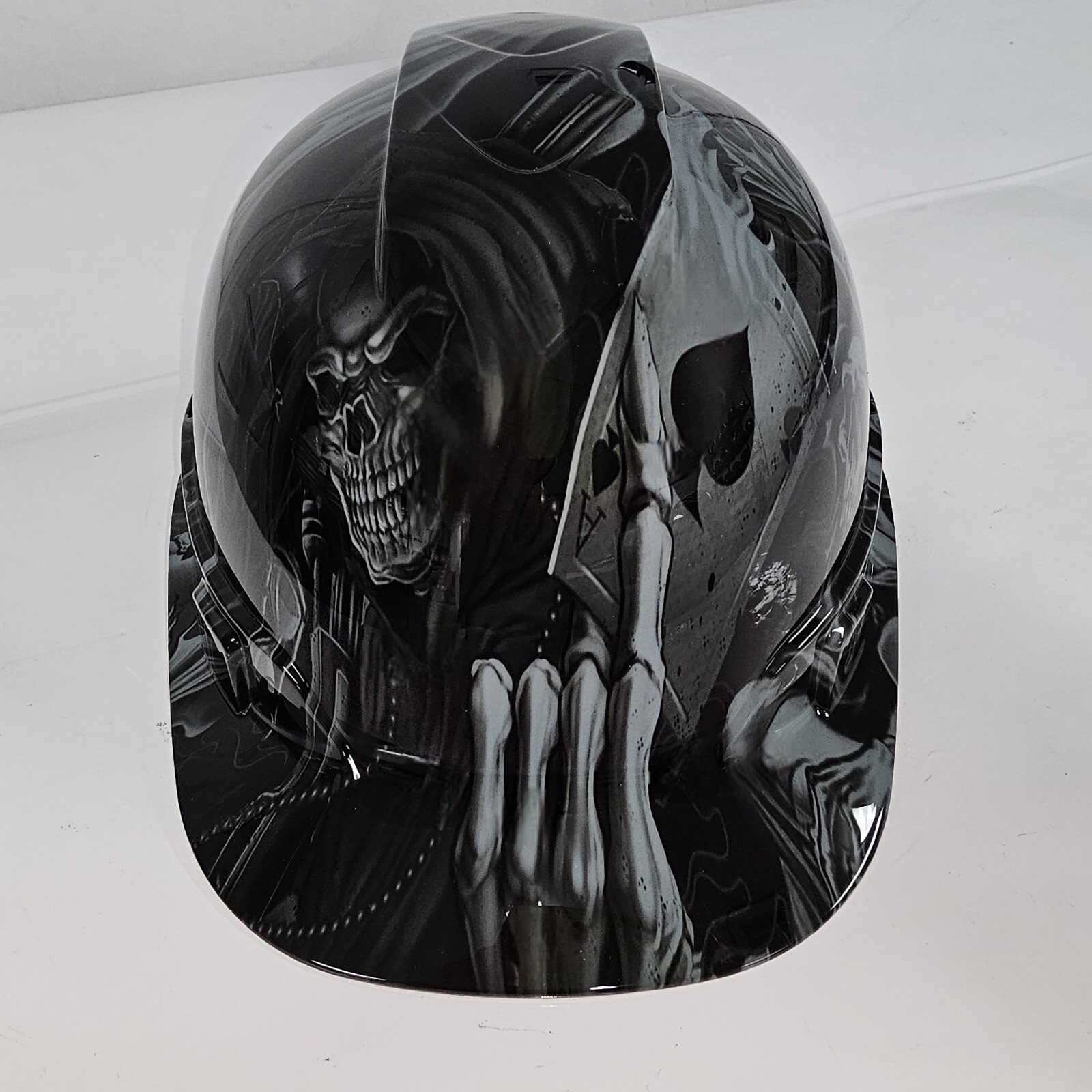 CAP STYLE hard hat custom hydro dipped IN SLATE GRAY ACE OF SKULLS