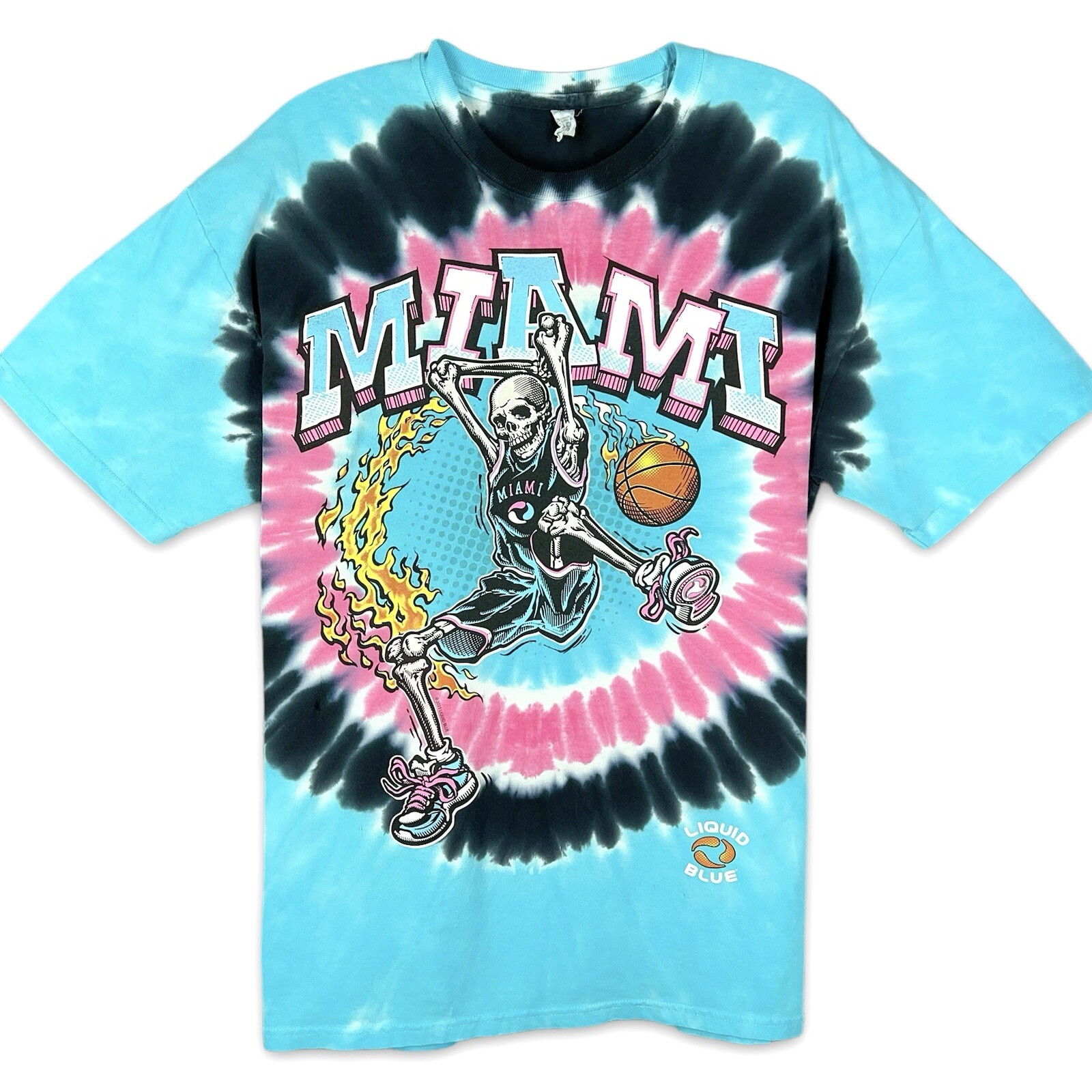 Miami Heat Dunker Basketball Grateful Dead Liquid Blue Shirt L