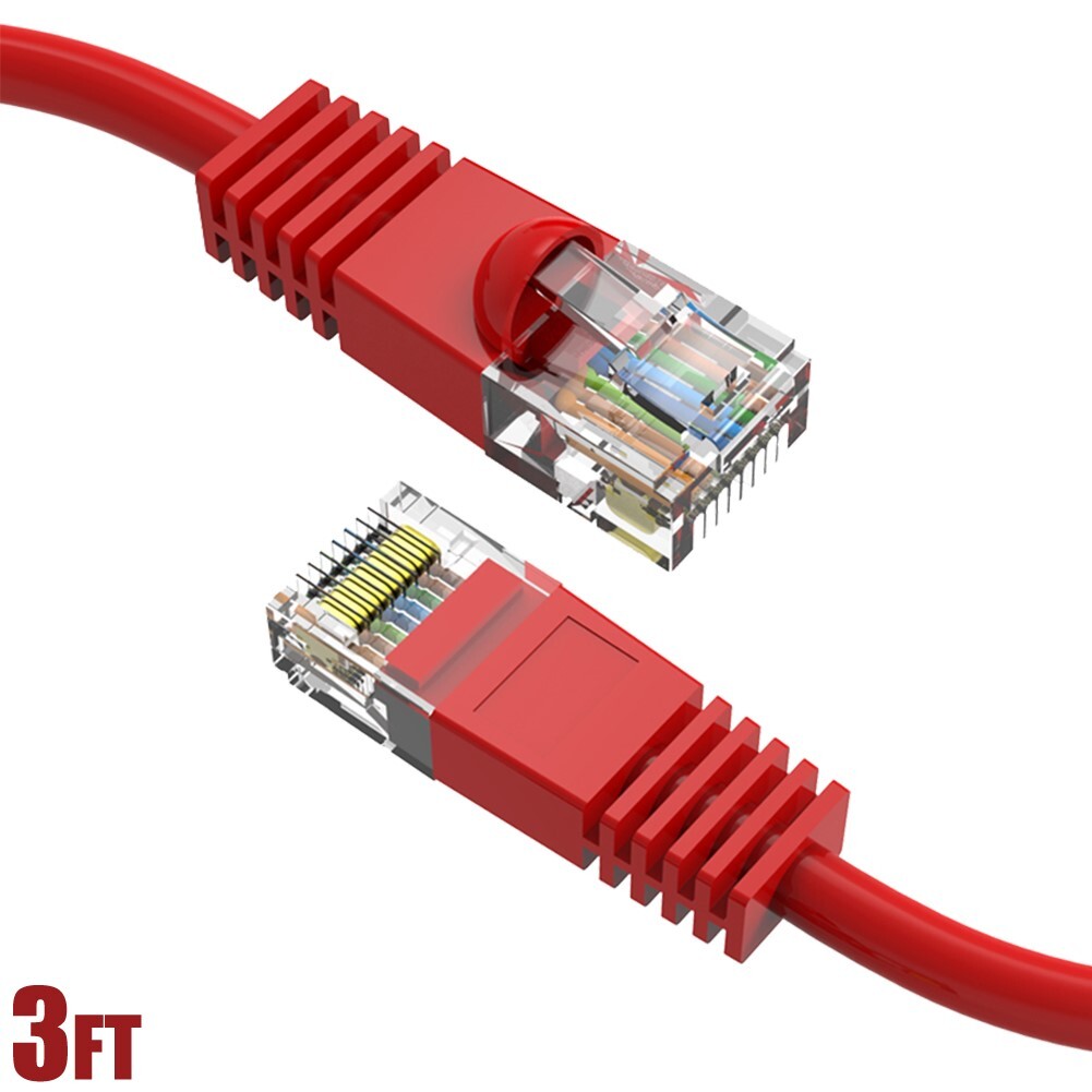 3FT Cat5E RJ45 Ethernet LAN Network UTP Snagless Patch Cable Pure Copper Red