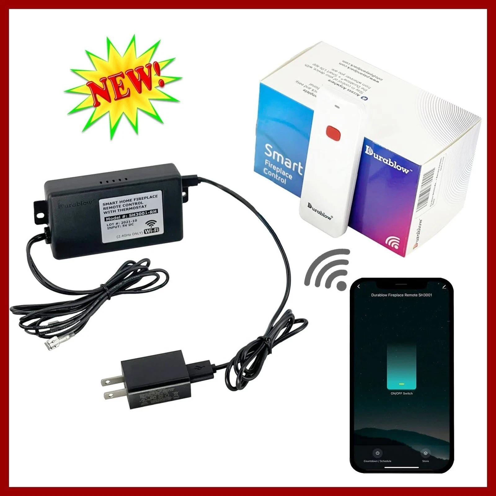 Durablow SH3001-RH WiFi Fireplace Remote Thermostat Alexa NIOB