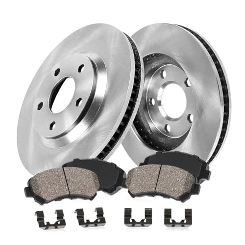 Front Replacement Brake Disc Rotors and Ceramic Brake Pads + Stock Replacement