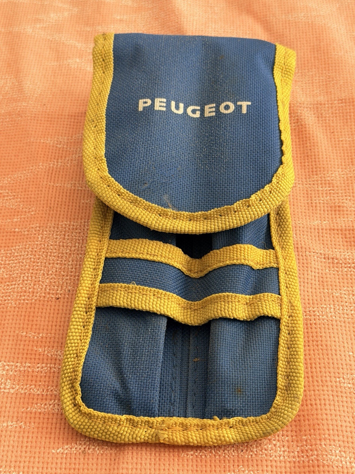 Vintage Peugeot Screwdriver Set In Pouch Blue Yellow Tool Kit Classic Car