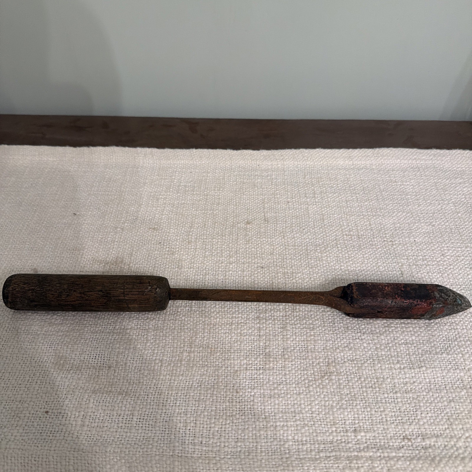 Vintage Copper Head Soldering Iron with Wood Handle 14"