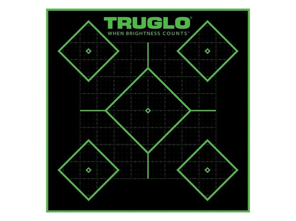 Truglo Target 12X12 5-Diamond High Vis Fluorescent Green Outlines 6 Pack -TG14A6