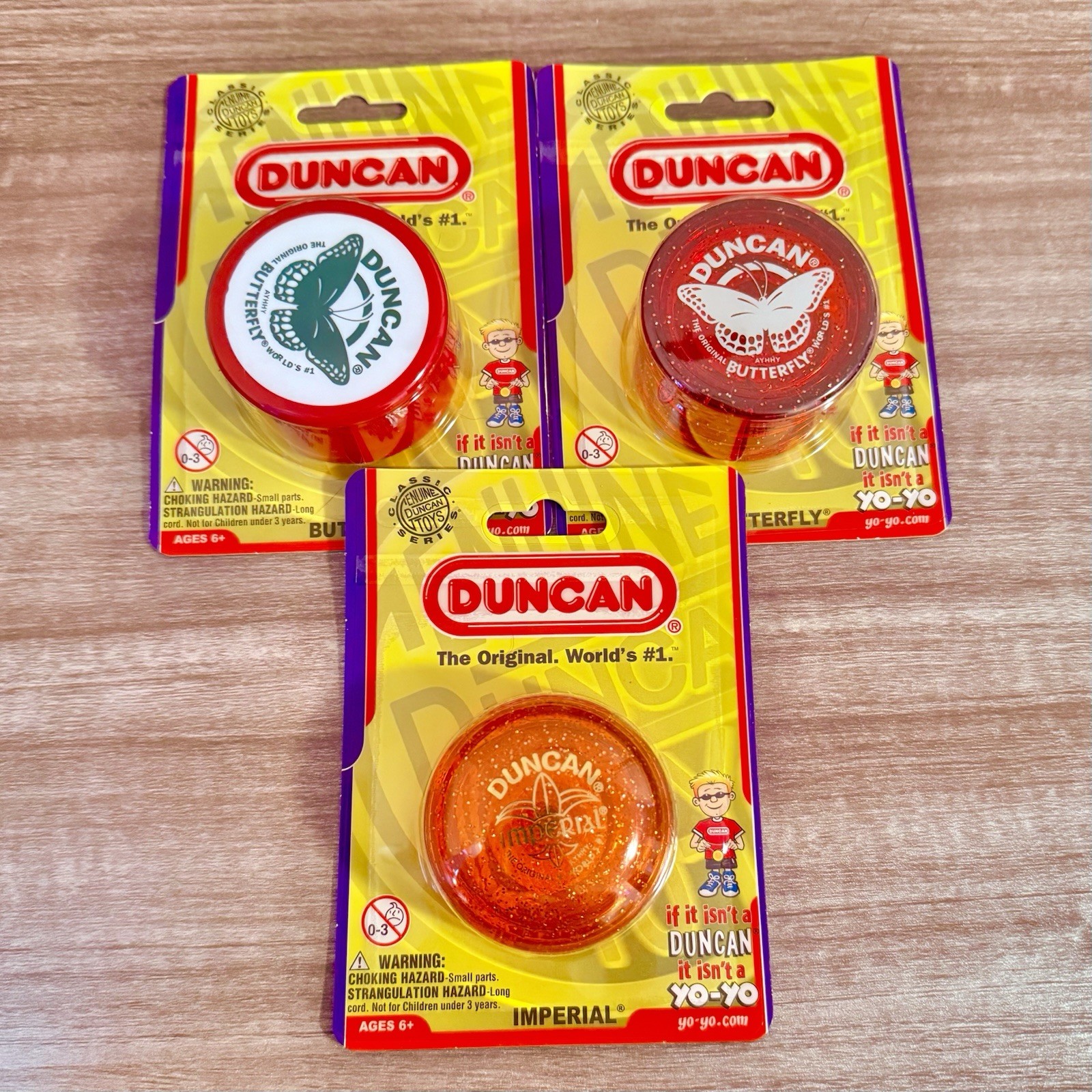 Lot of 3 DUNCAN Brand Yo-Yos Imperial & Butterfly NIP 2024 Red Orange