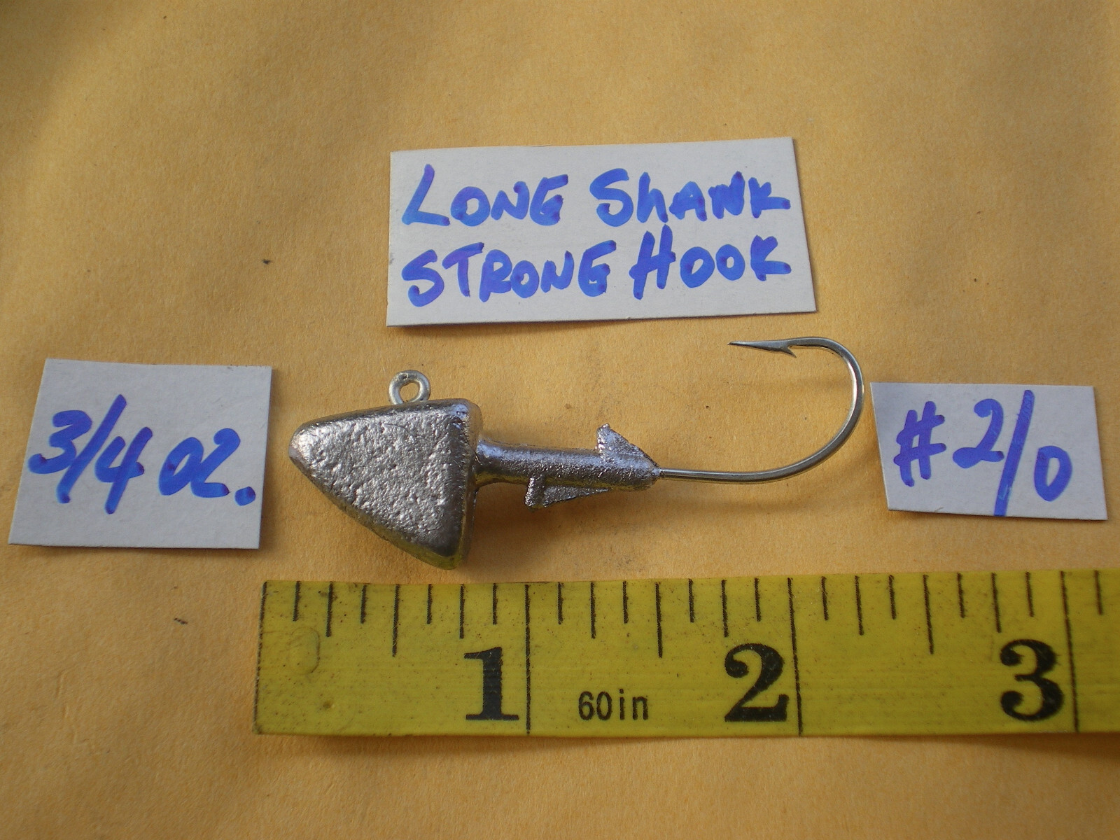 15 PCS. SHAD HEAD JIG/BASS SWIM LURE BAIT, 3/4 OZ. #2/0 LONG SHANK STRONG HOOK